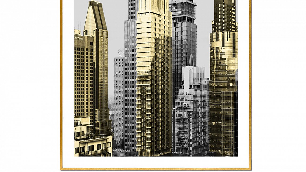 Постер прямоугольный на художественной бумаге 80х60 см New York-3 EVENHOME ДИЗАЙНЕРСКИЕ 00-3878746 Белый;золото;черный  - Вид №1