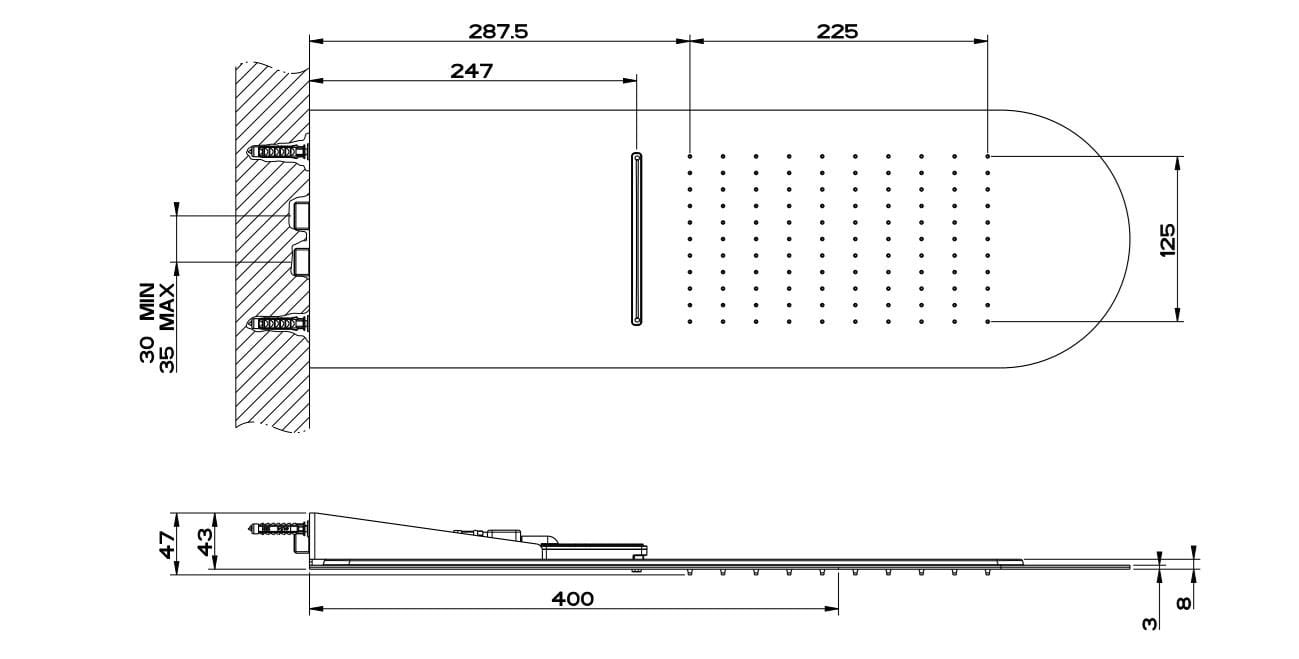 Нержавеющая сталь ультра-плоская насадка для душа с водопадом Gessi трехмиллиметровые ARCH-00033133 - Вид №11