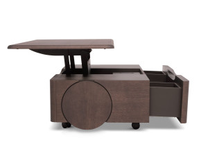 Прямоугольный деревянный журнальный столик с колесами и отсеком для хранения