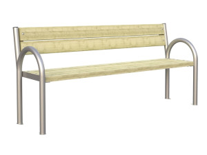 Стальная и деревянная скамья со спинкой