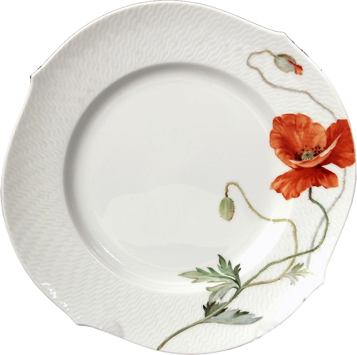 92742 Meissen Тарелка закусочная 22,5см "Игра волн, рельеф, маки" Фарфор 