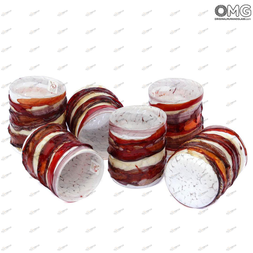 2087 ORIGINALMURANOGLASS Набор из 6 стаканов - Goto Murano di Fornace - Сбруффи - муранское стекло 8 см 