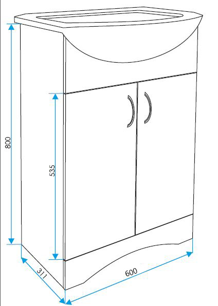 У23147 Тумба без раковины Уют 60Н 2д 1 Marka Уют - Вид №3