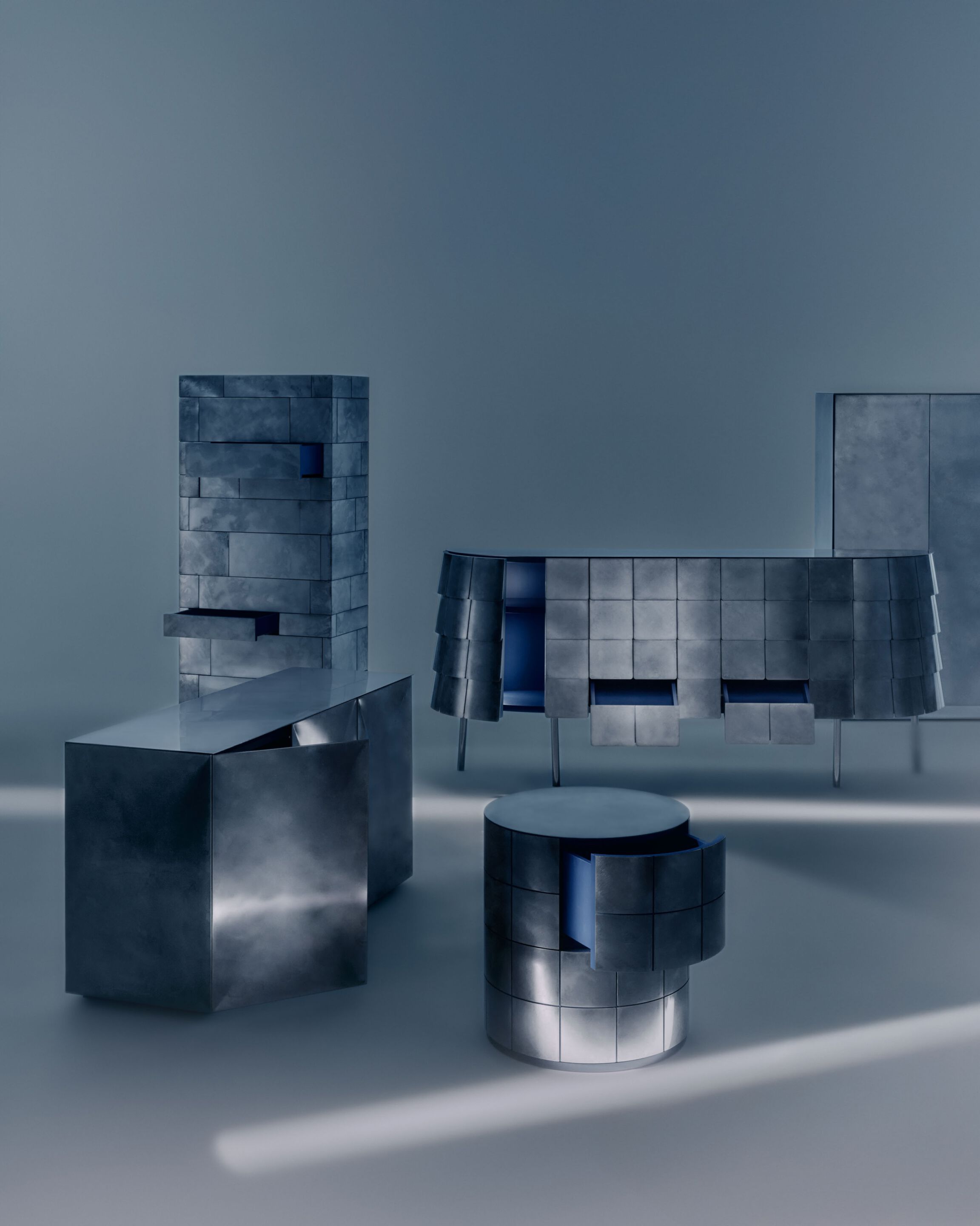 Шкаф из нержавеющей стали с распашными дверцами и ящиками DE CASTELLI Iridium Edition ARCH-00069122 - Вид №3