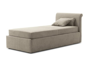 Односпальная кровать с изголовьем и фасонной боковой панелью