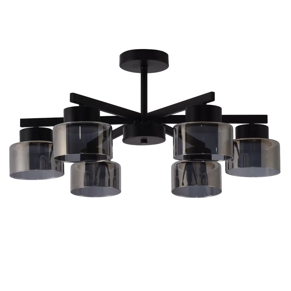 Люстра на штанге Nemico 6 ламп 15 м² цвет черный SCHAFFNER STLM-2153336 - Вид №2