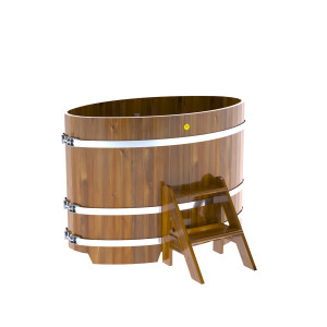 2178 Купель овальная из лиственницы Рустик 0,80х1,42х1,0 морёная Alyarus