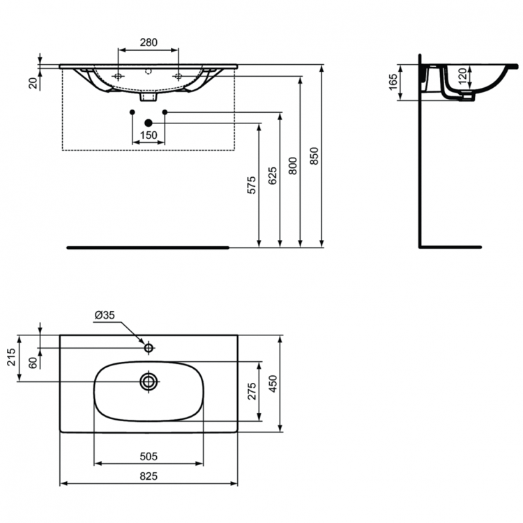T3509V1 Раковина 80 см Ideal Standard TESI - Вид №4