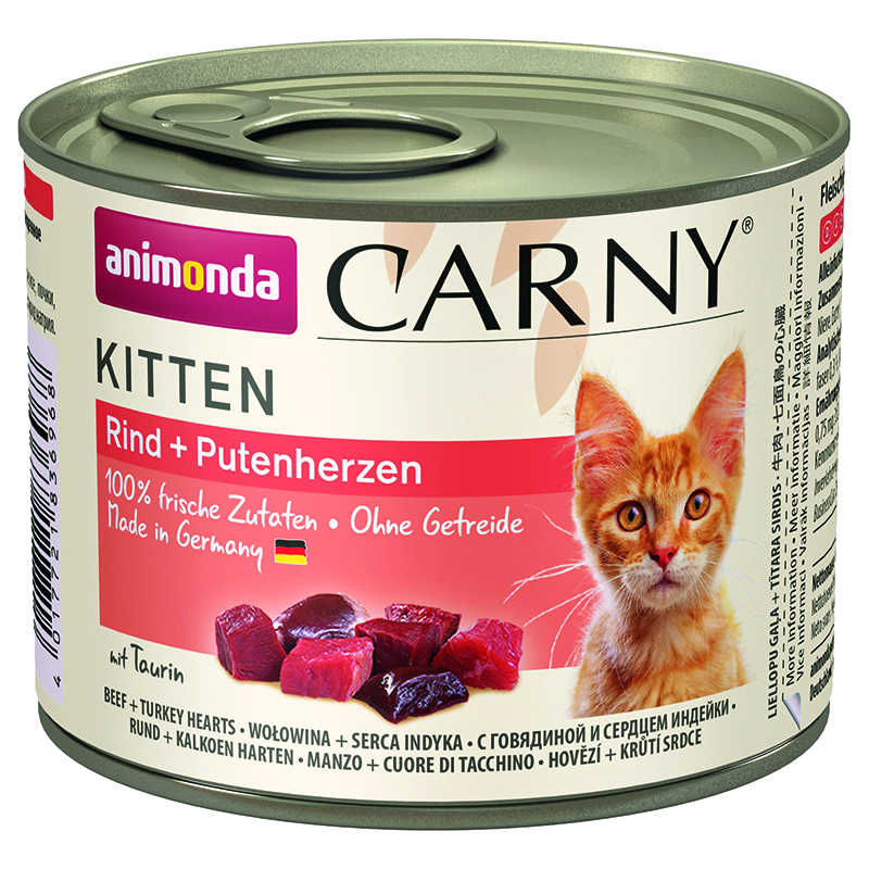 ПР0004566 Корм для котят Carny Kitten говядина, сердце индейки конс. 200г Animonda 