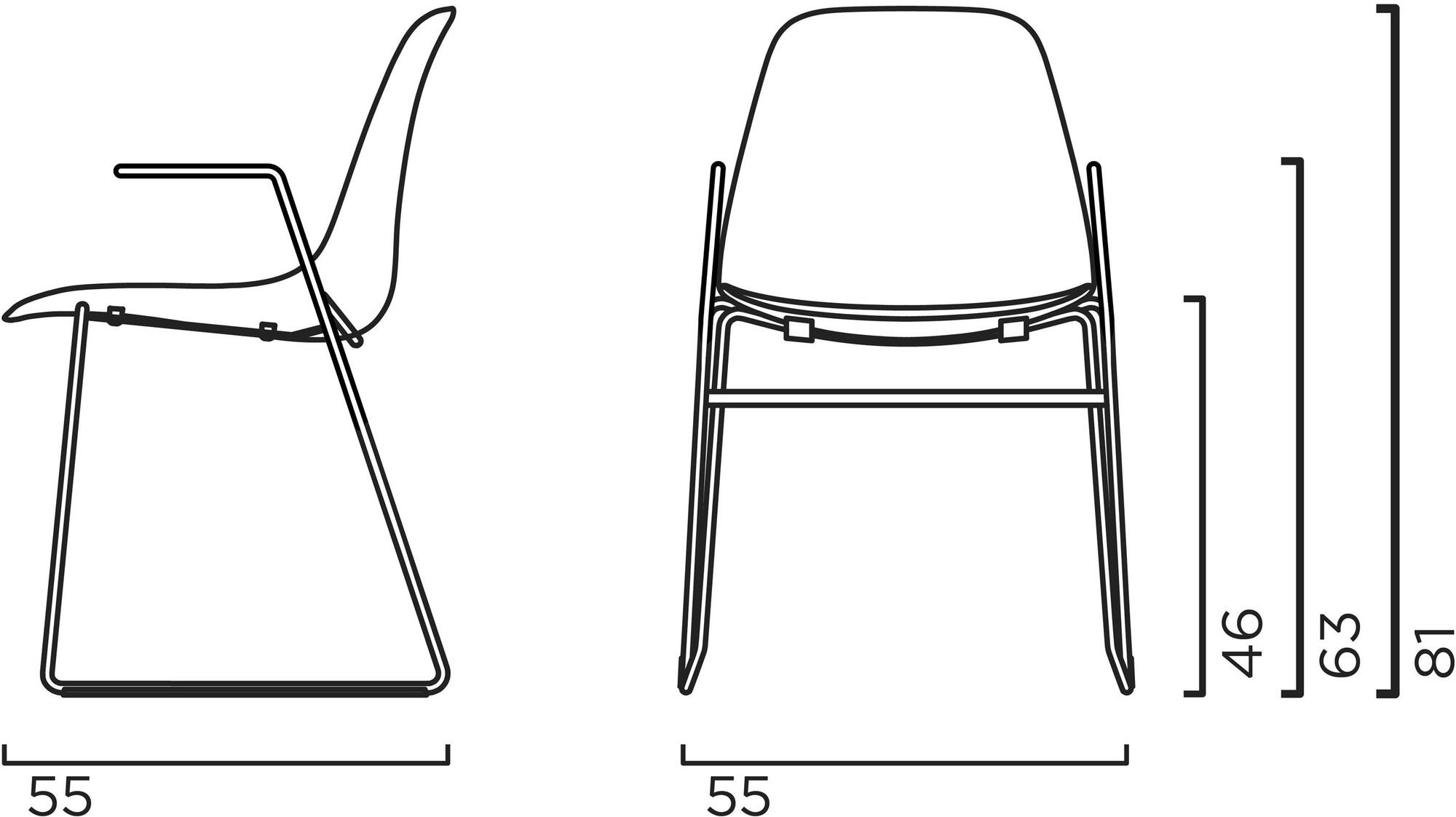 Crassevig Стул из полипропилена, штабелируемый салазками Pola sun-id-1476016 - Вид №2