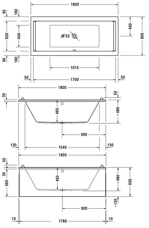Duravit Прямоугольная акриловая ванна Starck 700338 - Вид №5