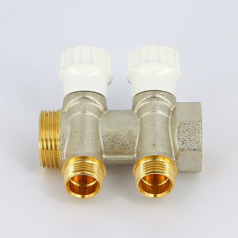 Коллектор НВ 1" с вентилями никелированный ITAP 2 выхода 1/2"Н 38мм 46512