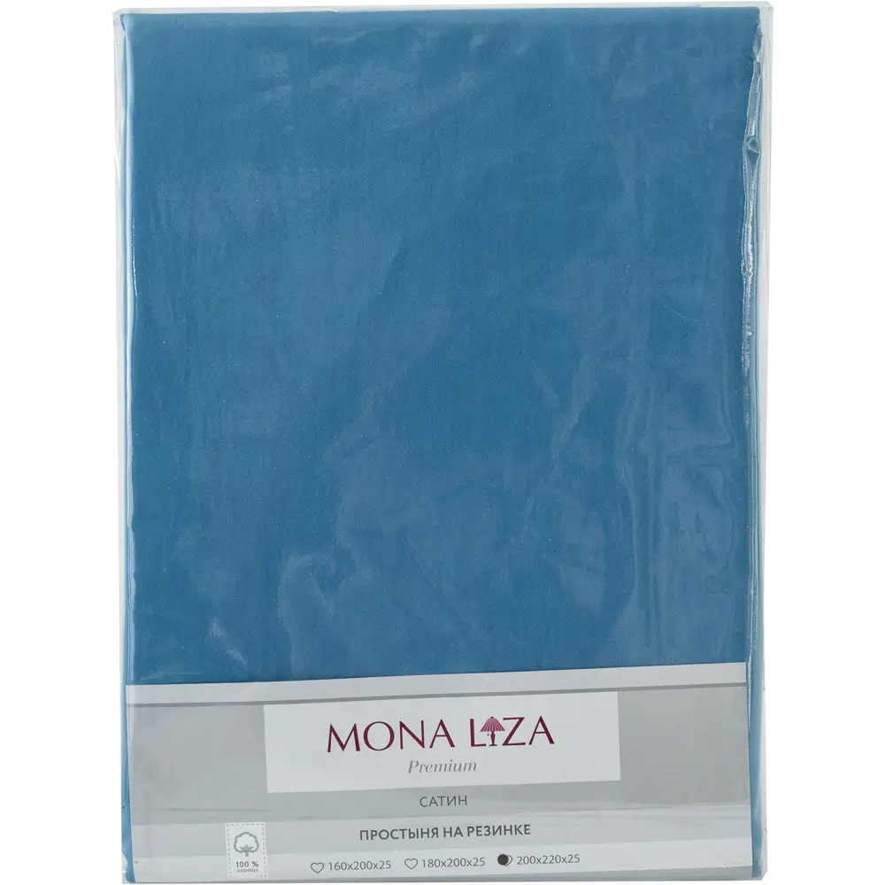 Простыня евро Mona Liza Premium, 200x220 см, сатин, цвет сине-голубой 82493878 STLM-2111830 Santreyd  - Вид №2