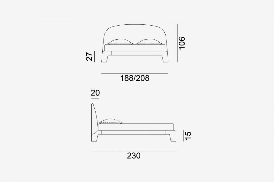 Gervasoni Двуспальная кровать из ткани с мягким изголовьем Beds sun-id-1490588 - Вид №6