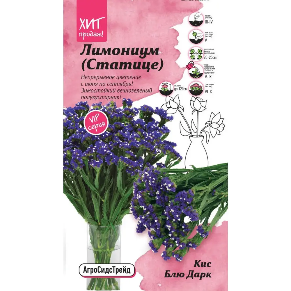 Семена цветов Агросидстрейд лимониум статице Кис Блю Дарк STLM-2057668