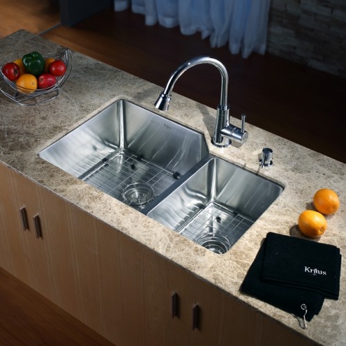 KHU123-32-KPF2220SN-KSD33BN Накладная раковина на столешницу  прямоугольная Krausru  - Вид №1