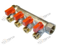 Коллектор с шаровыми кранами нар. рез. FM 3/4х3/4х1/2х3 AQL 2425 AQUAPEX 21176