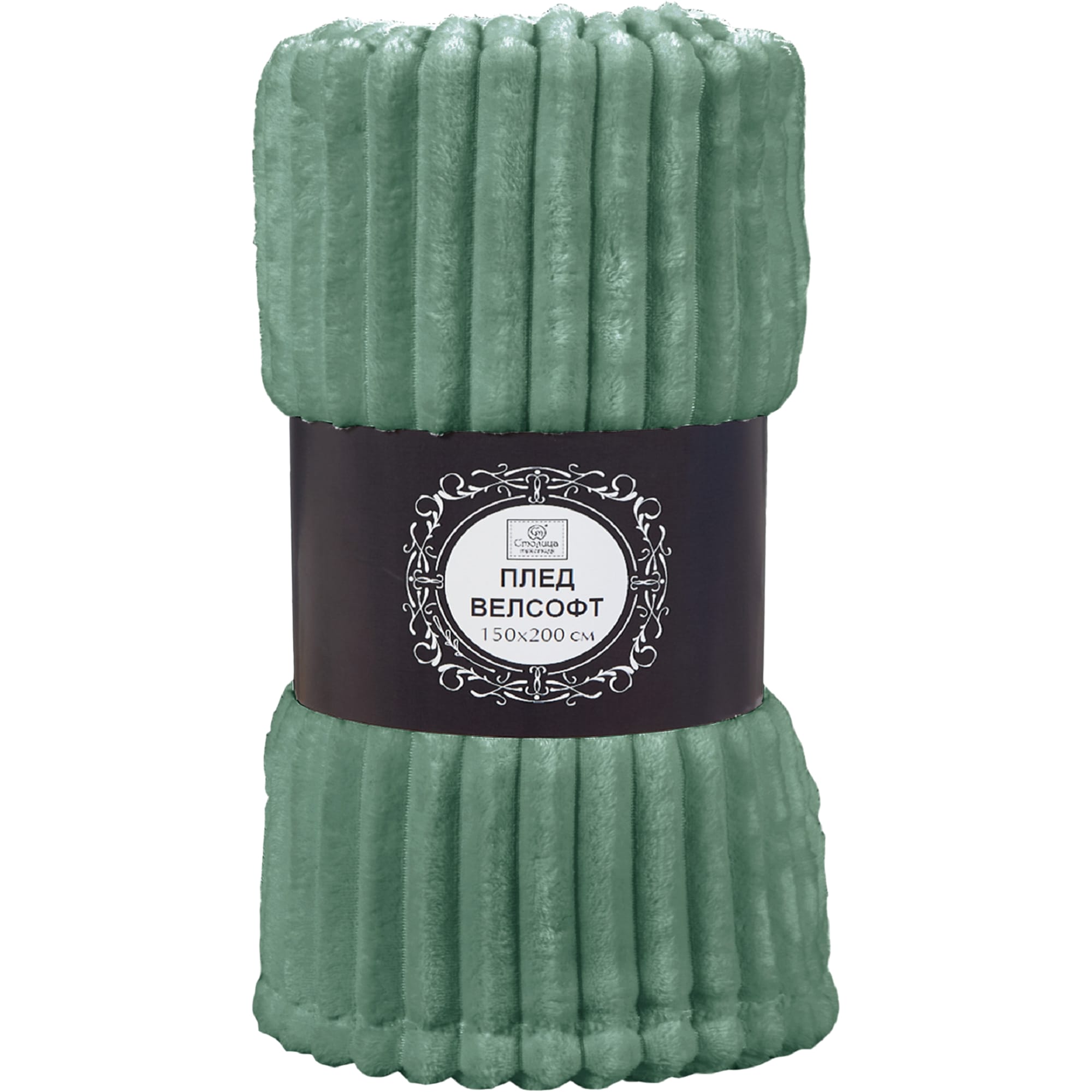 83706335 Плед 150x200 см велсофт цвет зелёный Strips Santreyd
