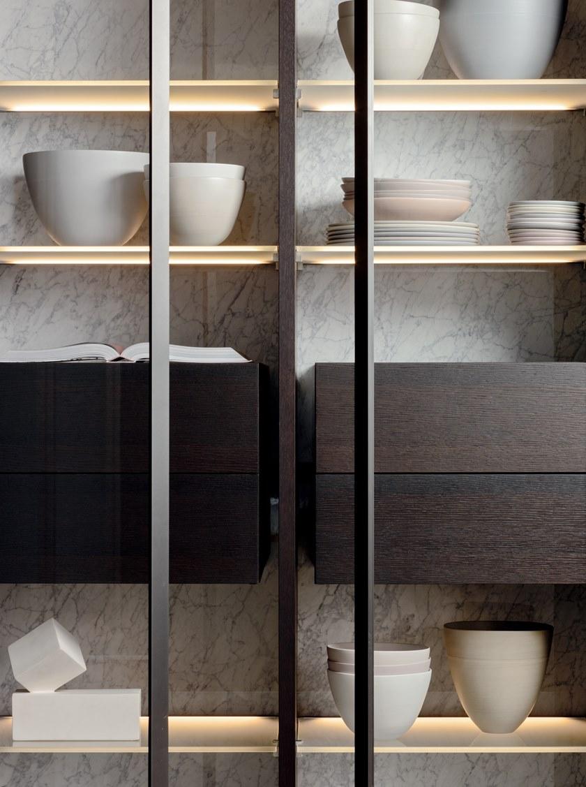 PIANCA Модульный книжный шкаф из дерева и стекла с ящиками Spazioteca sun-id-1513629 - Вид №1