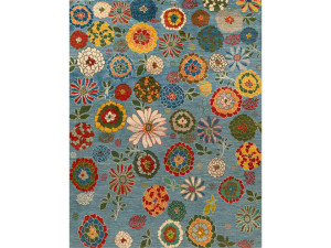 Прямоугольный шерстяной цветочный ковер