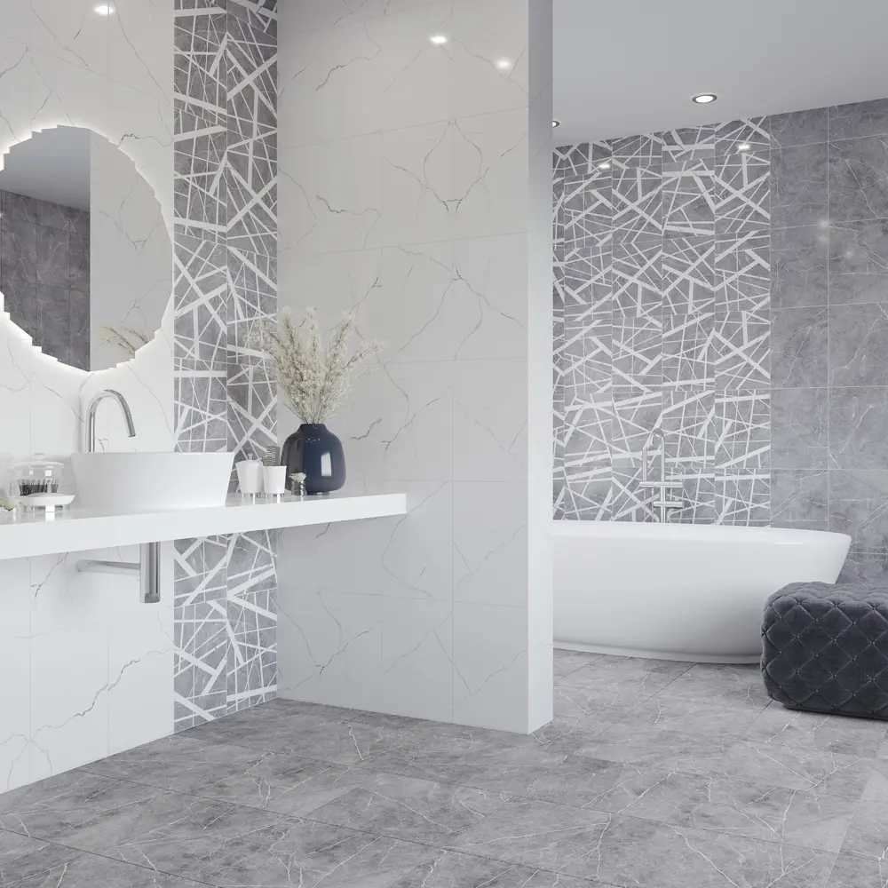 Керамин Эйра: Настенная плитка серо-белая глянцевая 27.5×40 см 85539467 STLM-0063706 - Вид №4