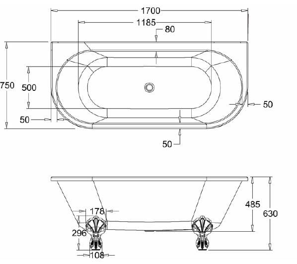 Овальная акриловая ванна на ногах Burlington AVANTGARDE ARCH-00081971 - Вид №4