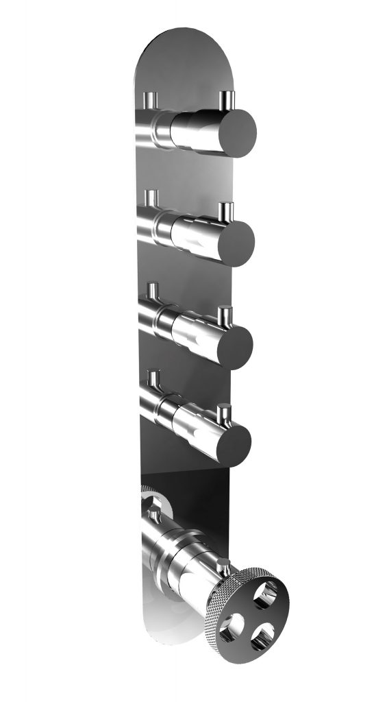 38542/4 Встроенный термостатический смеситель с 4-мя открытыми / закрытыми кранами на одной пластине (4-ходовой). Bongio Bowling