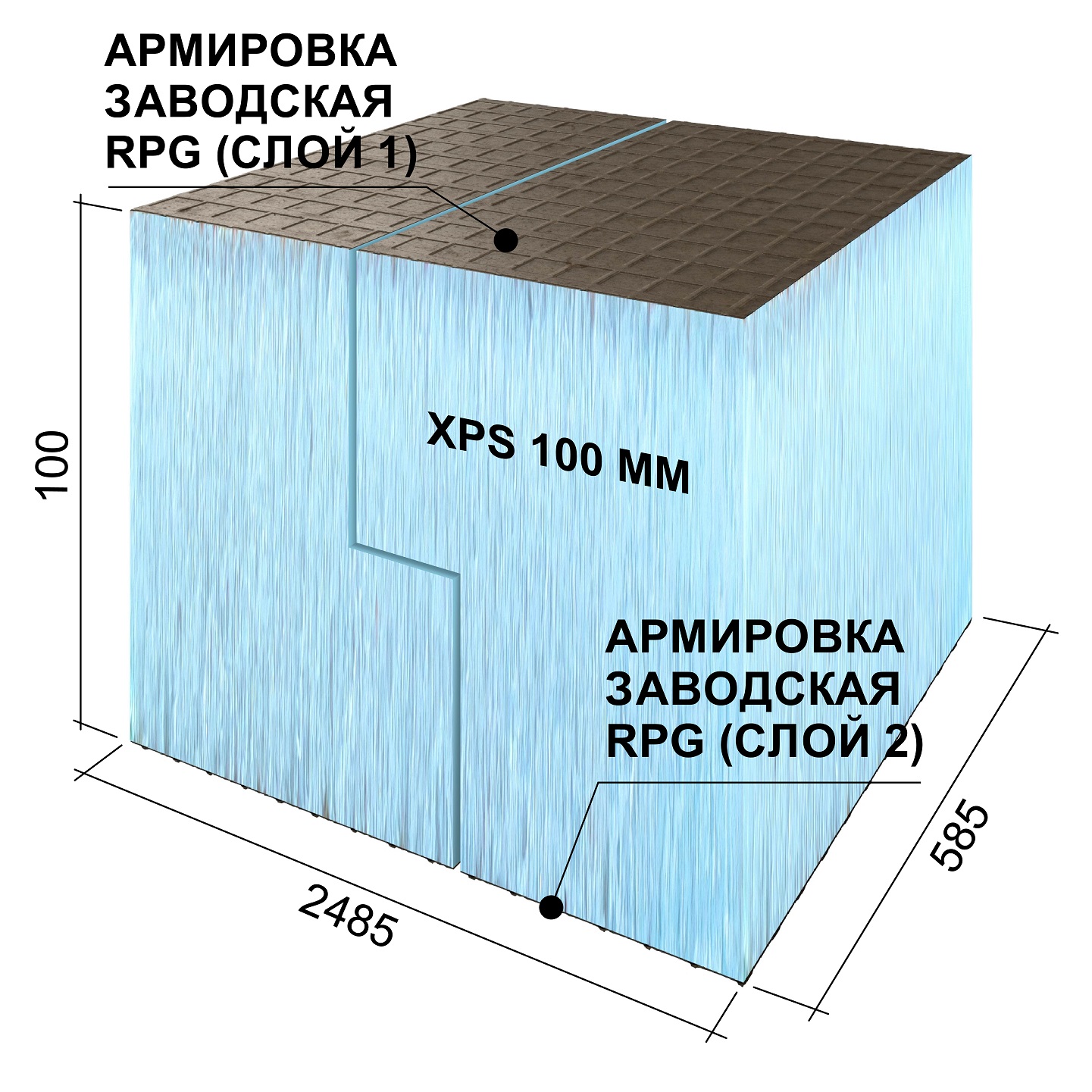 RPG1B100#2 RPG Панель для утипления фасада 2485x585x100 L RPG PANEL Basic - Вид №1