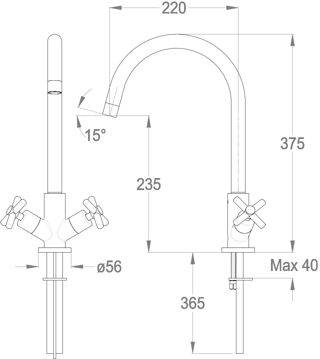 Fir Italia Смеситель для кухни на одно отверстие с поворотным изливом Modern kitchens 3570352 - Вид №1