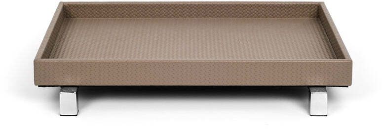 Поднос Rialto - 36X11XH4,5 см / металл-хром/зернистая кожа_черный