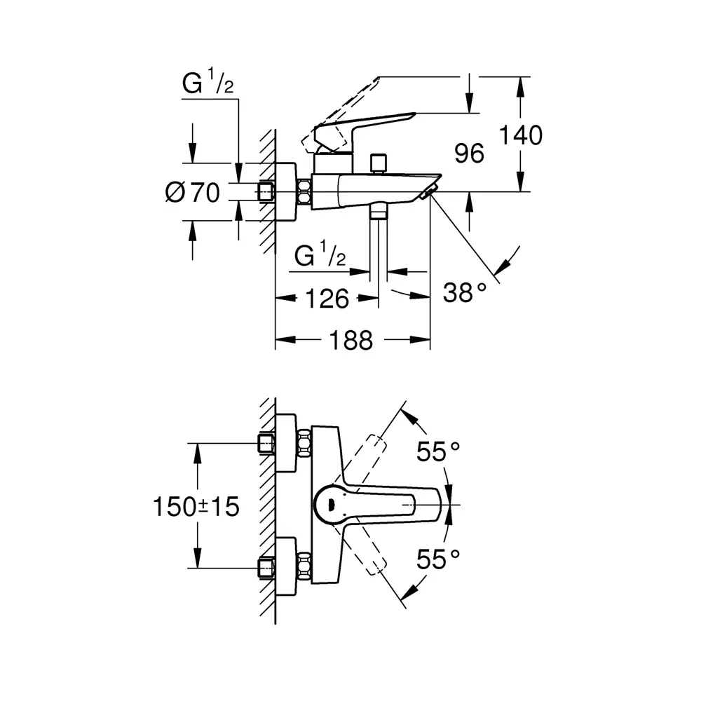 Смеситель для ванны Grohe Start однорычажный цвет хром STLM-2042640 - Вид №4