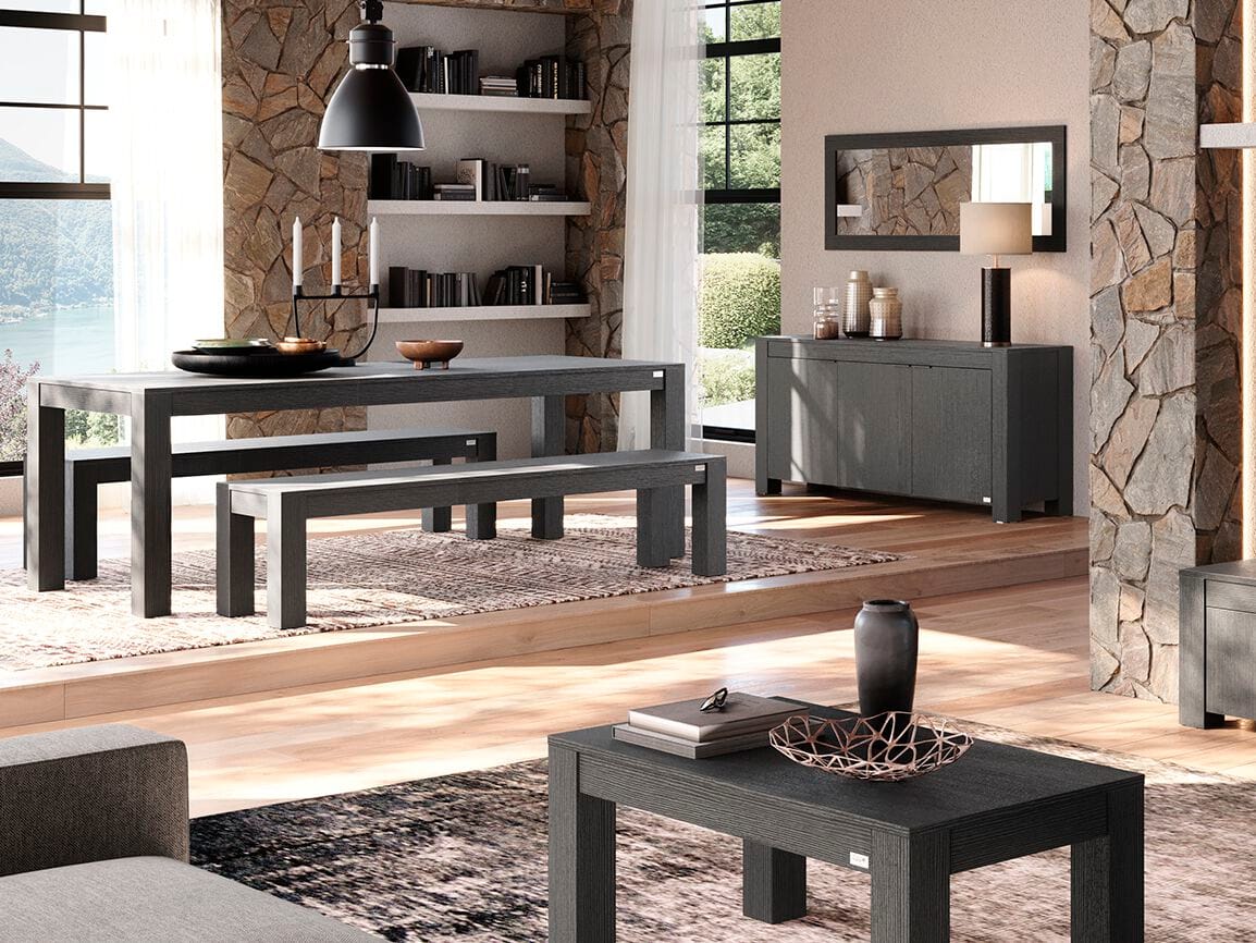 Выдвижной стол из черного ясеня с 2 скамейками Mobili Fiver Rachele ARCH-00085365 - Вид №4