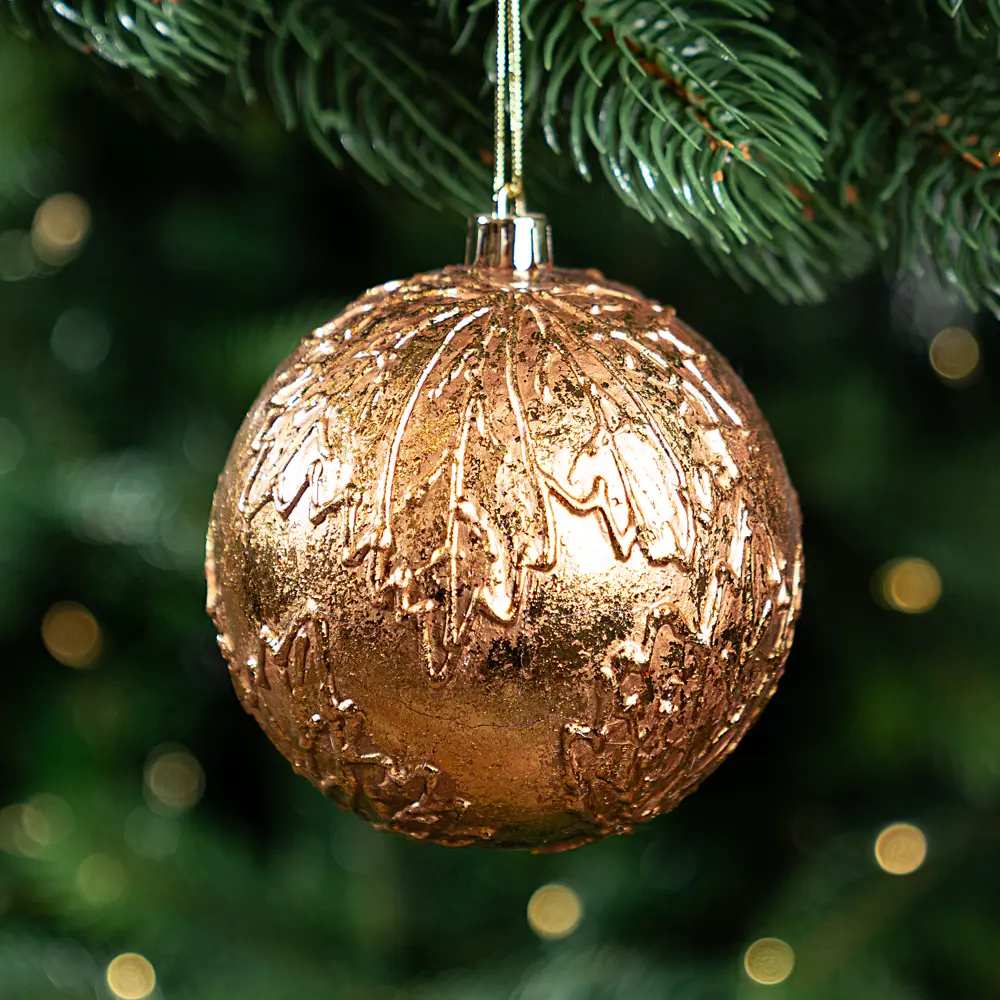 Елочный шар KREAFORTA с блестками оранжевый/медный ø10 см 89420654 STLM-1584293