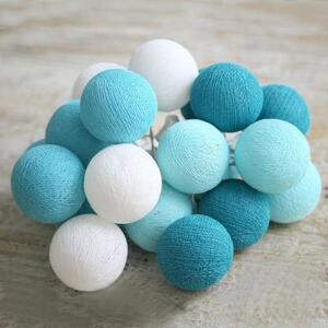 Гирлянда из хлопковых шариков от сети на 20 лампочек бирюзовые тона