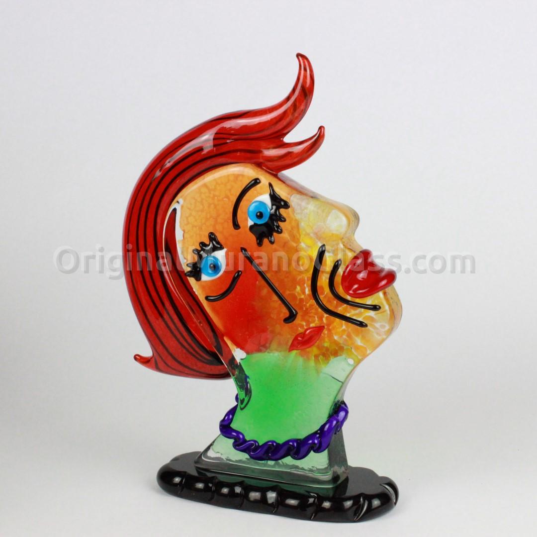 812 ORIGINALMURANOGLASS Скульптура Лицо мечтательницы - Pop Art - по мотивам Пикассо - муранское стекло OMG 20 см PICASSO - Вид №1