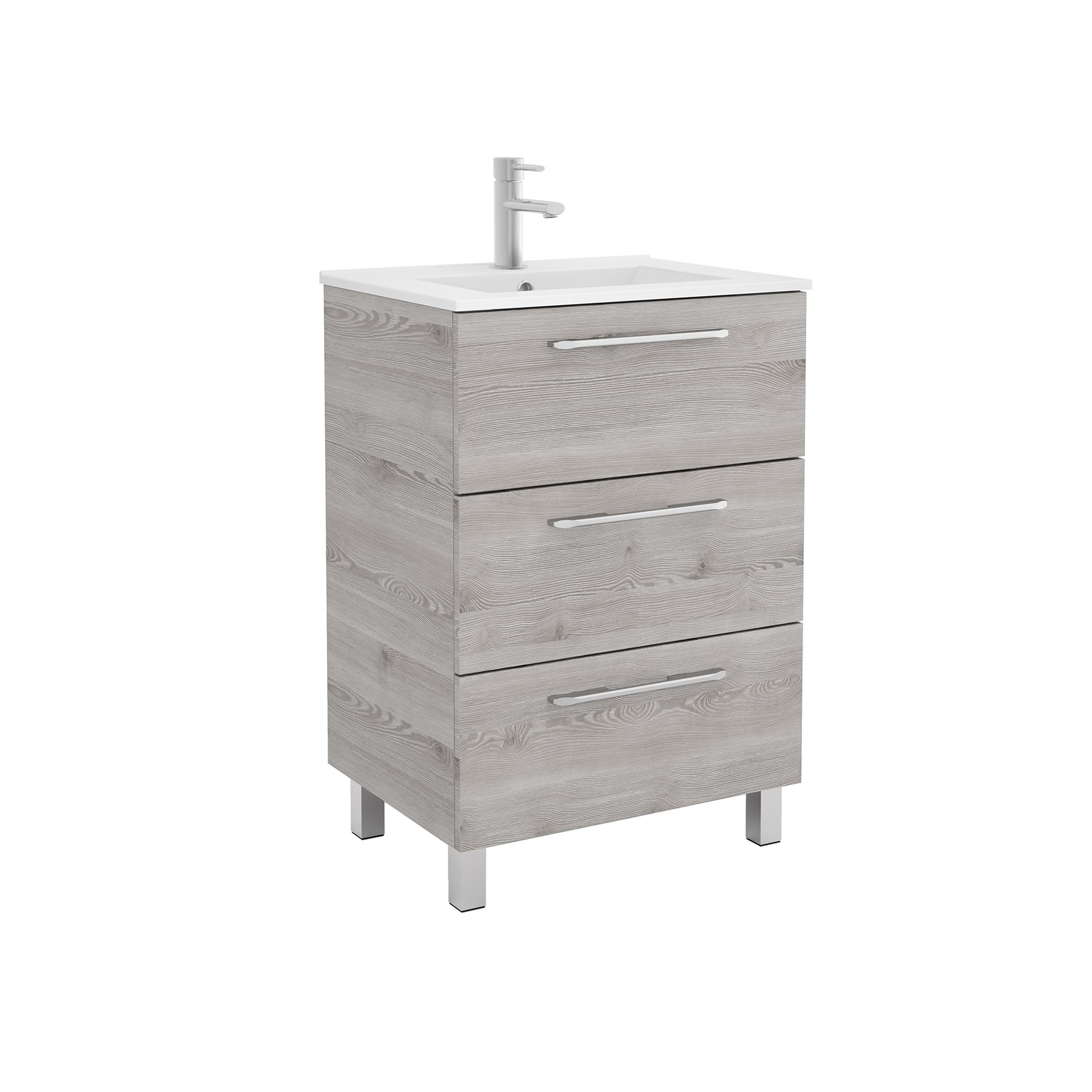 26582 SALGAR Мебель для умывальника FUSSION CHROME 600 3 ящика BAY PINE 598 x 868 x 450 мм Лавровая сосна - Вид №1