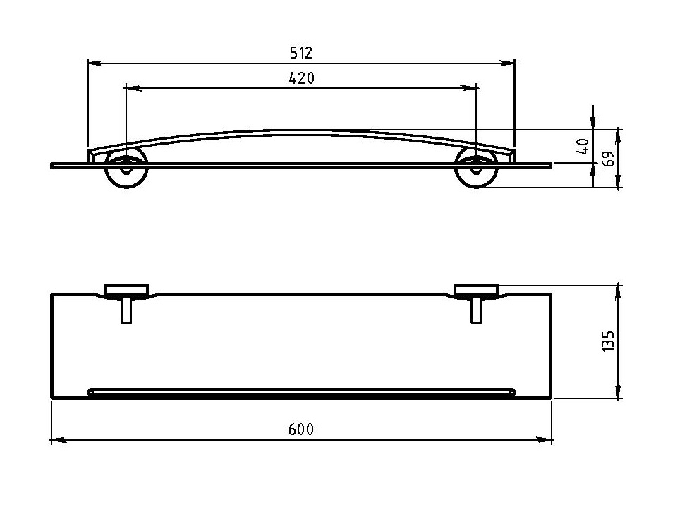 Полка с ограждением Novaservis Metalia 11 0153.0 хром 01530 - Вид №1