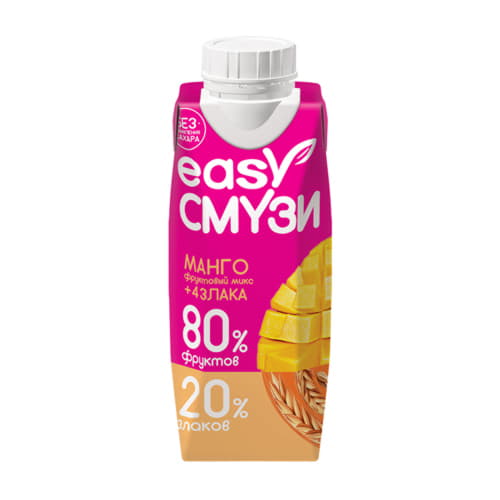Коктейль из манго винограда ананасов с мякотью со злаками Easy Смузи 250 мл Santreyd 13298