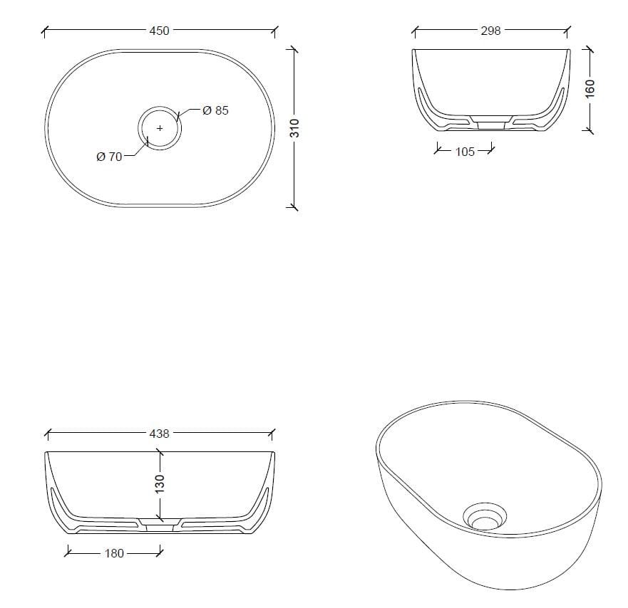 Керамическая овальная столешница Alice Ceramica уникальная ARCH-00025441 - Вид №5