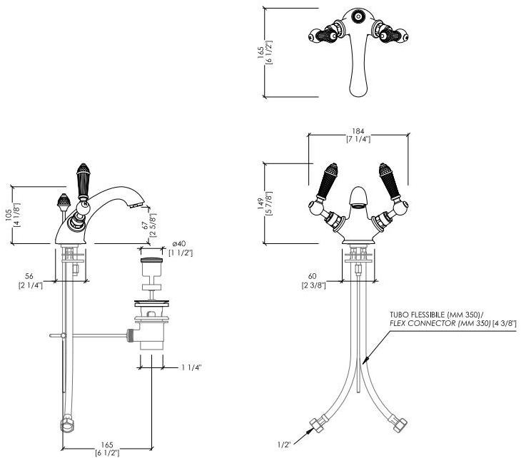 Devon&Devon Смеситель для раковины на столешнице с одним отверстием Black diamond Bld74ot - Вид №2