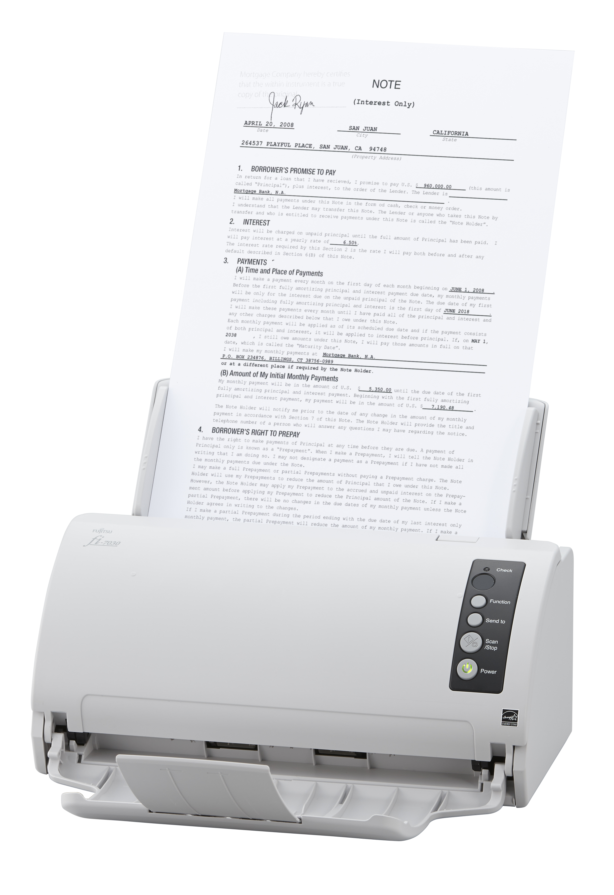 PA03750-B001 Fi-7030, document scanner, a4, duplex, 27 ppm, adf 50, usb 2.0 Fujitsu  - Вид №2