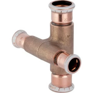 GEBERIT 61505 Крестовина двухплоскостная Geberit Mapress из меди, редукционная, с уступом