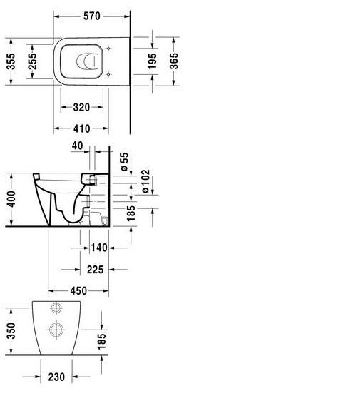 215909 Приставной унитаз напольный Белый Duravit Happy D.2 Германия - Вид №2