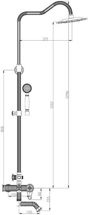 Душевая стойка ZorG Antic A 402DS-SL, серебро - Вид №1