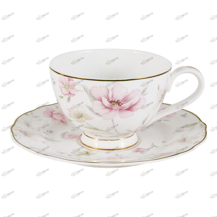 Чашка фарфоровая с блюдцем белая с розовым в подарочной упаковке "Розовый танец" ANNA LAFARG EMILY РОЗОВЫЙ ТАНЕЦ 00-3946862 Белый;розовый 