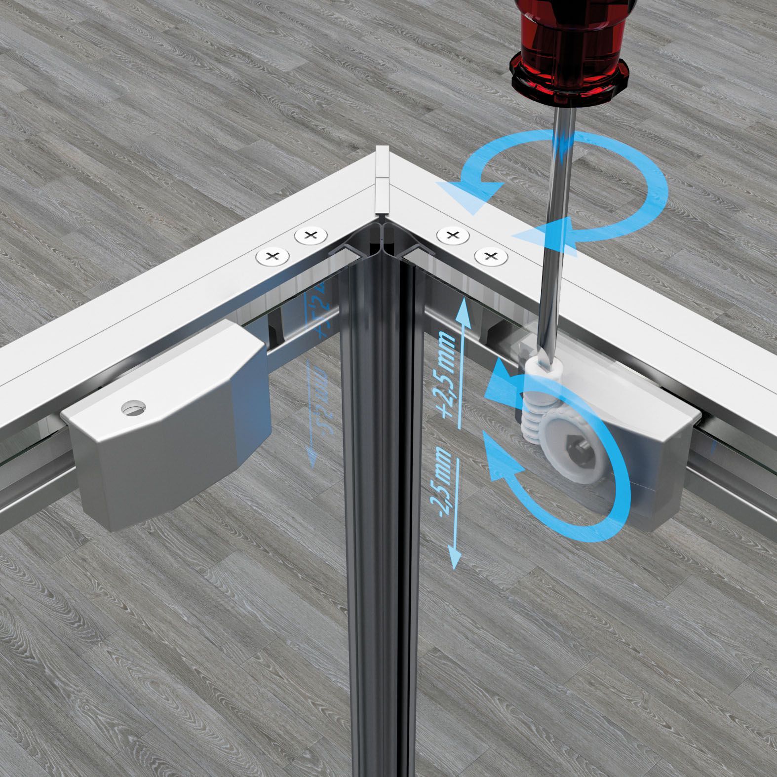 Алюминиевая и стеклянная душевая кабина с распашной дверью Novellini Рига ARCH-00076745 - Вид №4