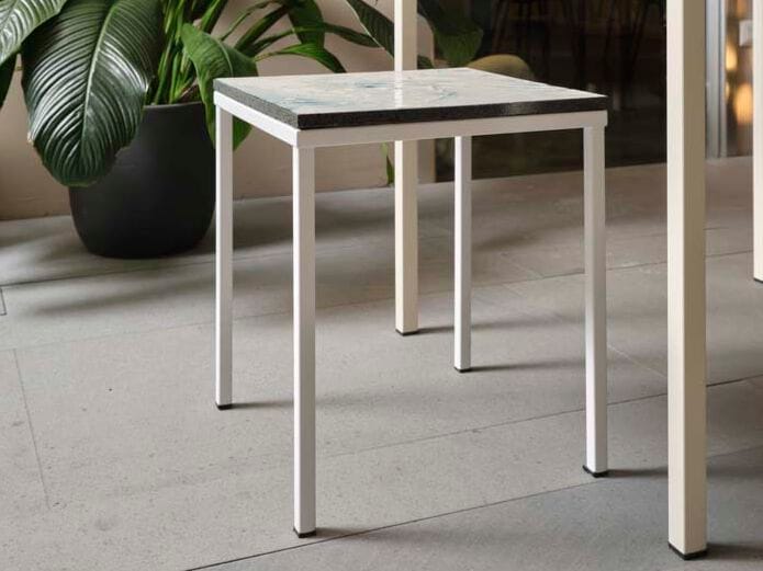 Табурет из фаянса и нержавеющей стали DOMIZIANI современный ARCH-00062043 - Вид №1