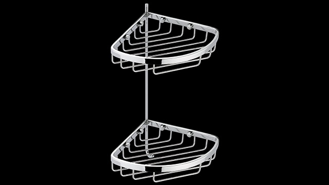 GH163 Мыльница для душевой кабины, треугольная, подвесная, сетчатая, двухъярусная, с крючком, латунная bagno&associati Complementi Bagno & Associati