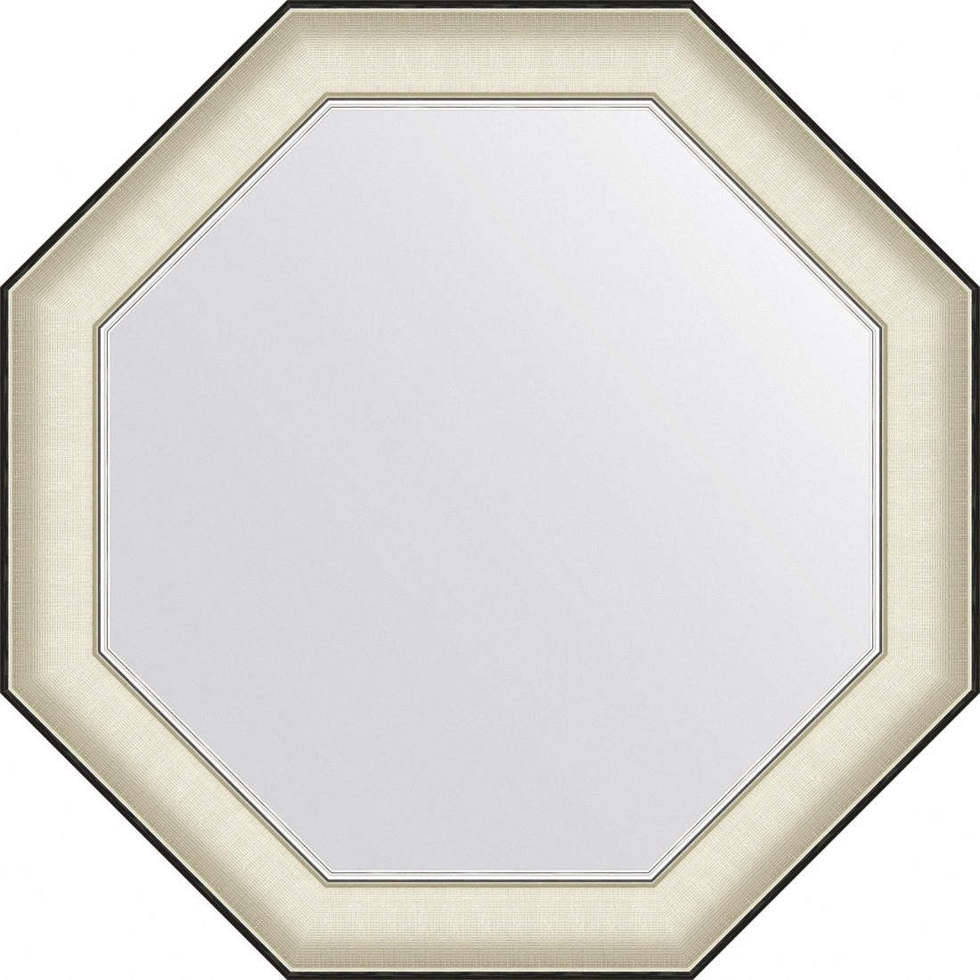 BY 7447 Зеркало в багетной раме - белая кожа с хромом 78 mm EVOFORM Octagon