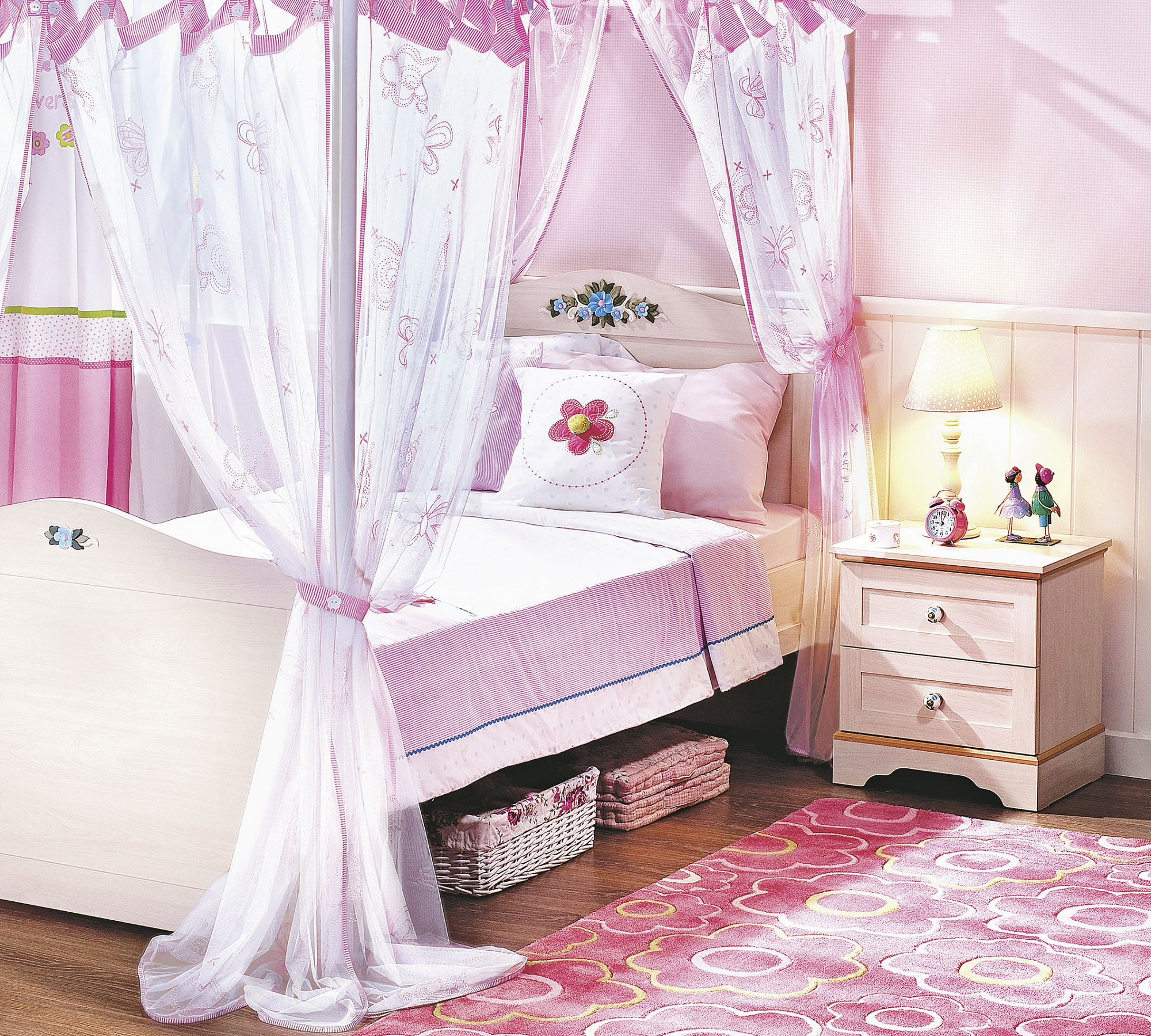 Прикроватная тумбочка с 2 ящиками беленый дуб Flora CILEK FLORA 00-3832586 Бежевый Santreyd - Вид №1